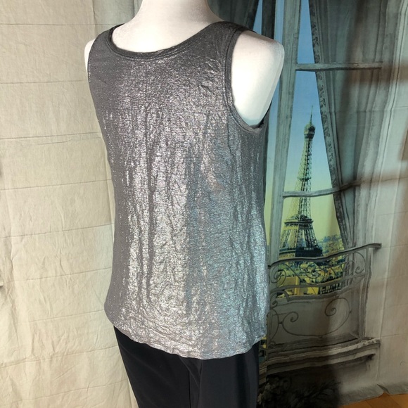 Eileen Fisher Silver Metallic Linen Tank Top Sz S - Picture 4 of 8